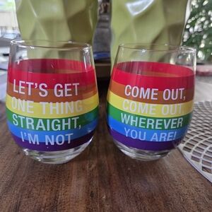 Rainbow Pride Stemless Wine Glasses - Set of 2